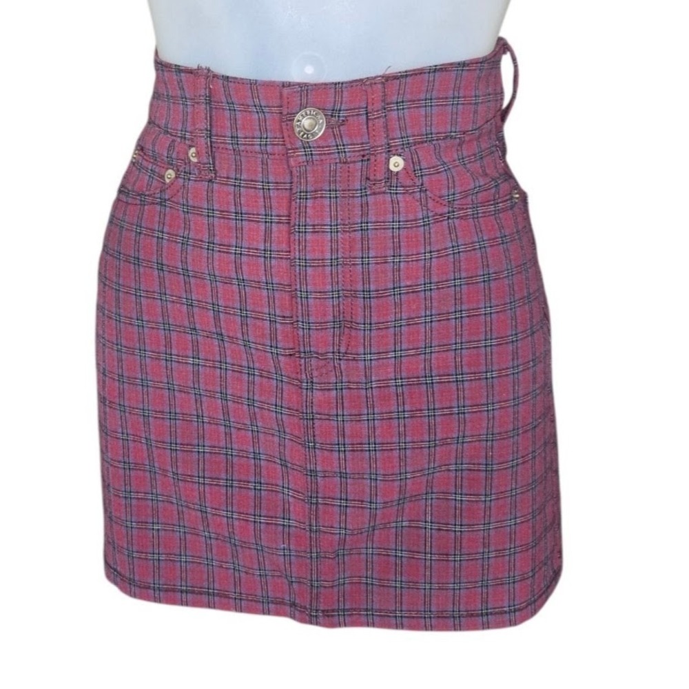 American Eagle Womens Preppy Academia Plaid Mini Skirt Size 00 High Rise College